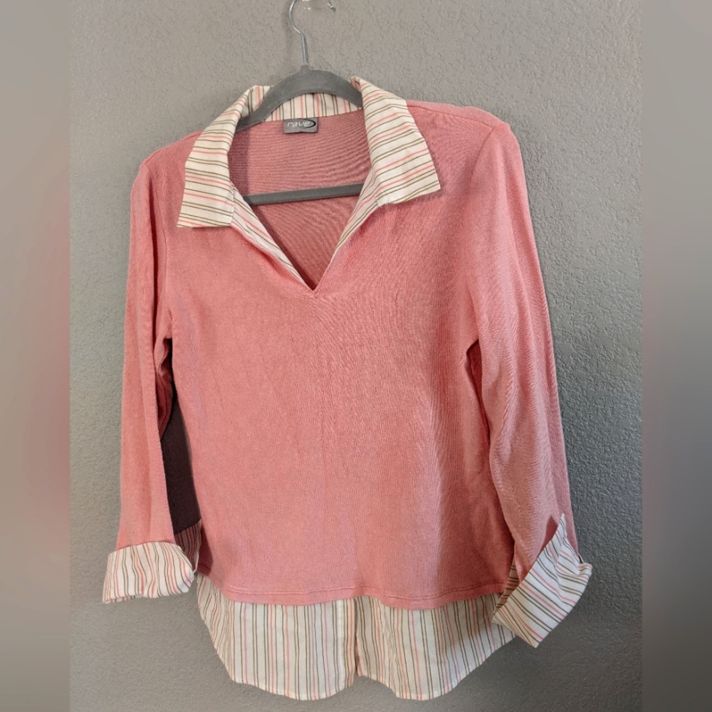Women's Vintage Retro Pink Knit Top Blouse 50s Style Costume Cosplay